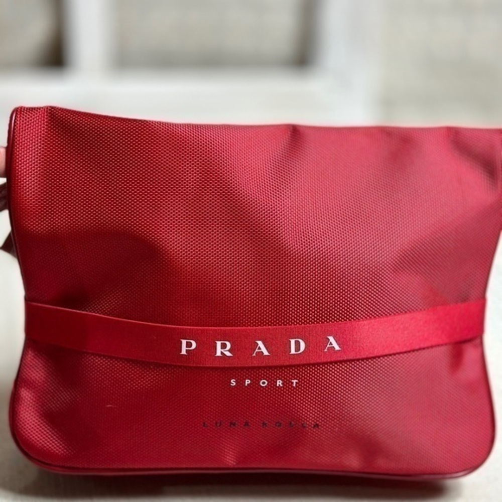 AUTHENTIC Prada red cosmetics toiletries travel or sports bag - Picture 14 of 16